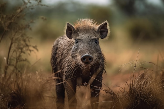 The warthog in the middle of Kenya39s savanna