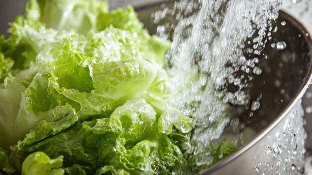 Washing Fresh Lettuce under Running Water