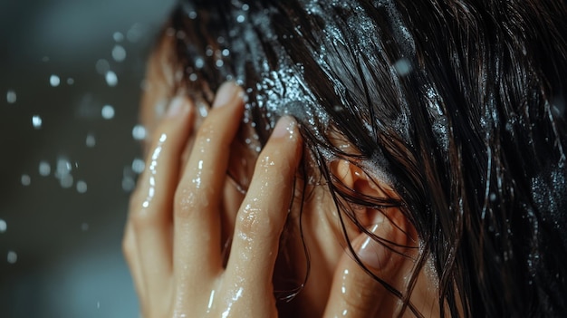 Photo washing hair in shower