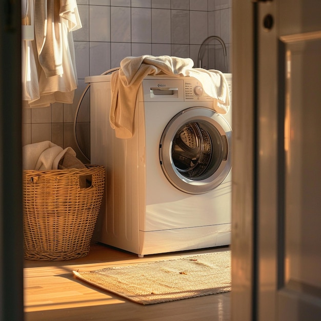 Photo washing machine in a clean house