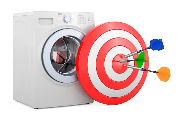 Washing machine and target with arrows 3D rendering