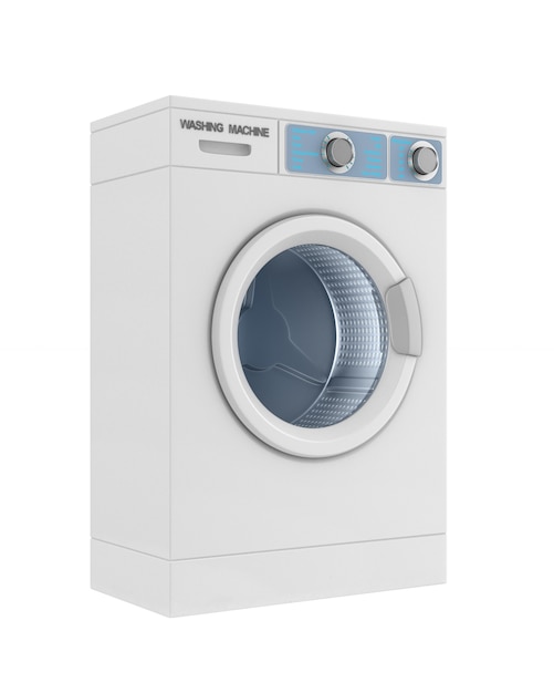 Washing machine on white space. Isolated 3d illustration