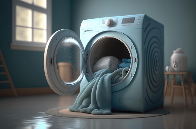 Washing machine with open door. Generative AI