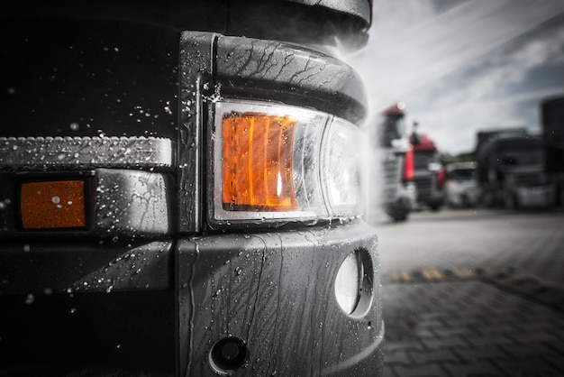 Washing Semi Truck Closeup