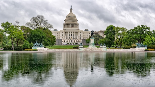 Washington DC Capitol view on rainy day