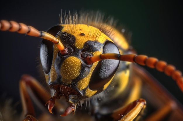 The wasp head A striking macro shot Generative AI