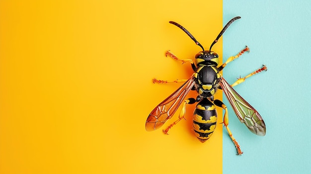 wasp isolated on flat color background