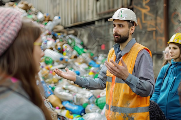 Waste Management Specialist Explaining Recycling to Students