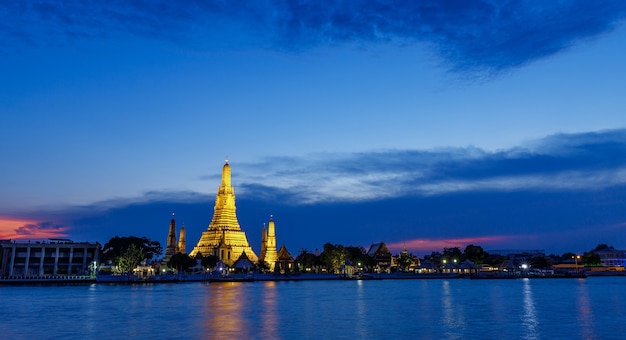 Wat Arun Temple of dawn at twilight Bangkok Thailand