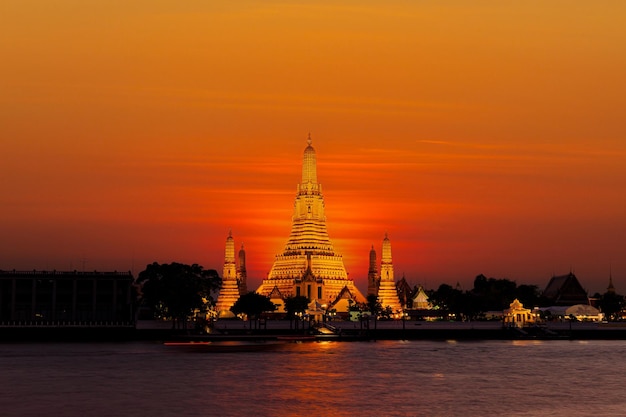 Wat Arun, Thailand,Twilight time of Wat Arun across ChaoPhraya River during sunset