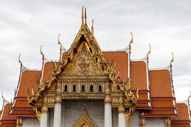 Wat Benchamabophit Dusit Wanaram This temple is known as the Marble Temple in Bangkok blue sky and clouds One of the most beautiful temples in Thailand Favorite destination in Bangkok Daytime