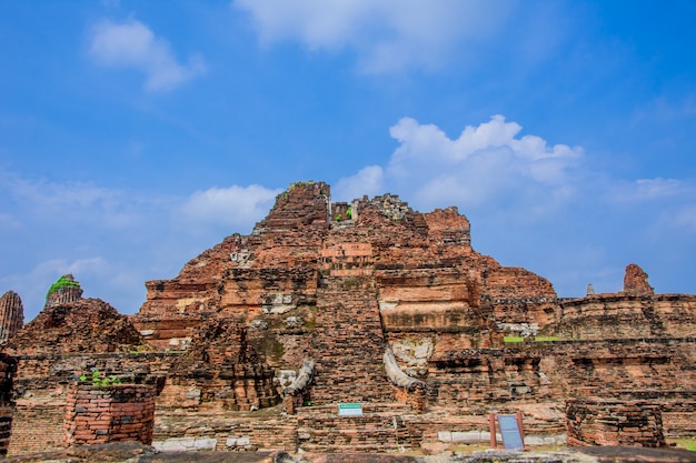 Wat Mahathat in Buddhist temple complex in Ayutthaya.