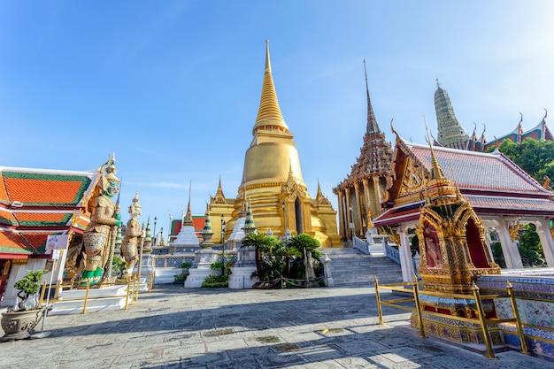 Wat Phra Kaew and Grand Palace in sunny day, Bangkok, Thailand