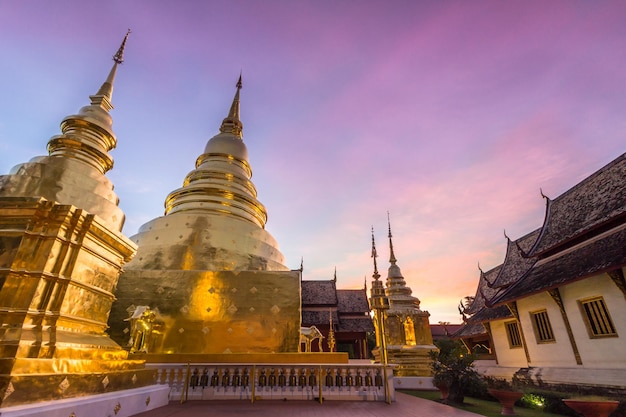 Wat Phra Singh temple at sunrise. Chiang Mai, Thailand.