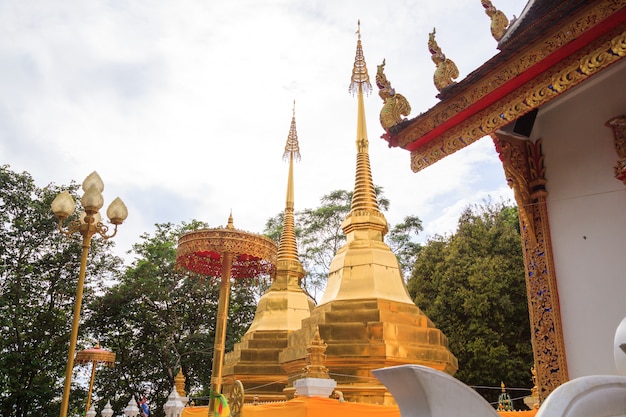 Wat Phra That Doi Tung temple with public domain has two golden pagodas containing Buddha'