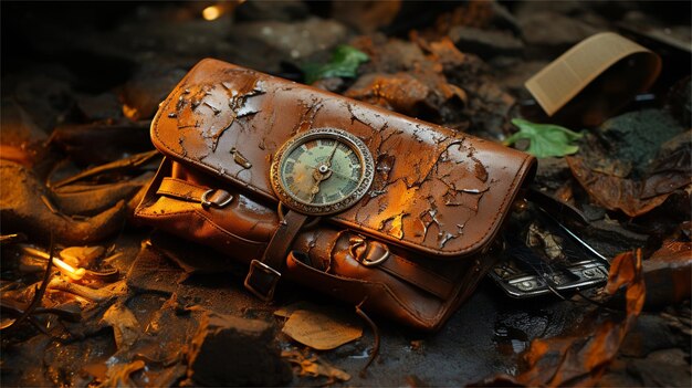 Photo a watch and a pocket watch laying on the ground