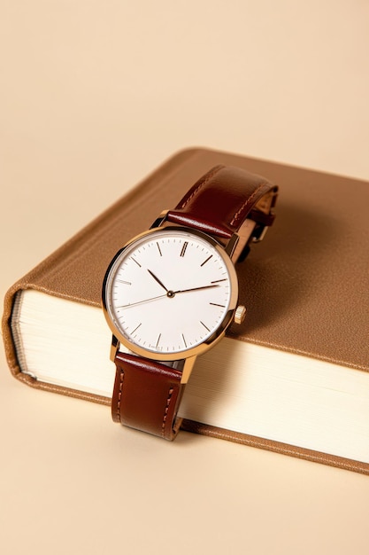 a watch sitting on top of a book