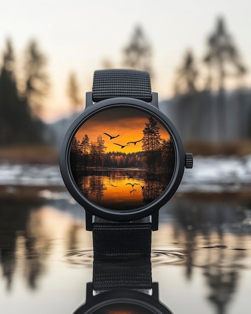 Photo a watch with a bird flying in the sky