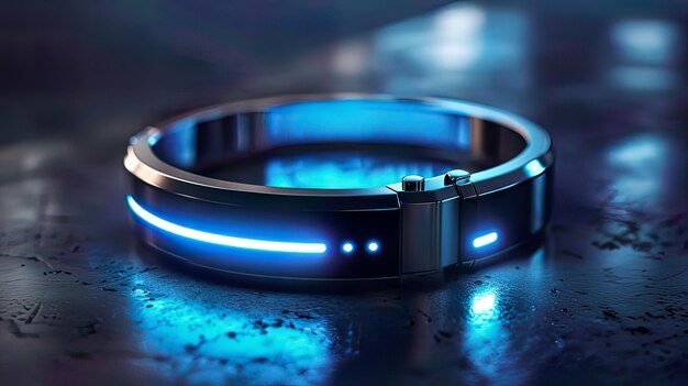 Photo a watch with a blue led light on it