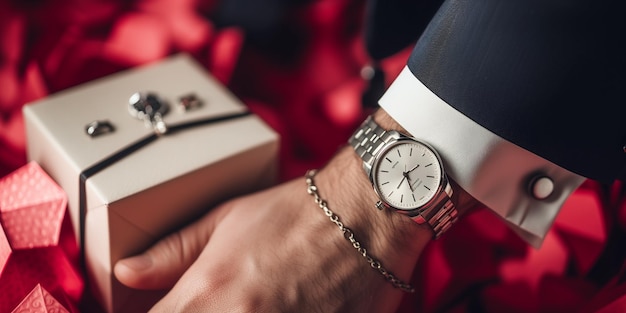 a watch with the hands on it and a box of tissues