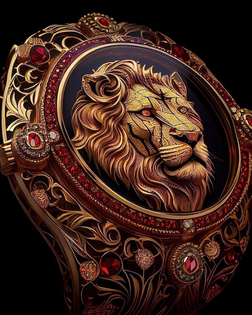 A watch with a lion head on it