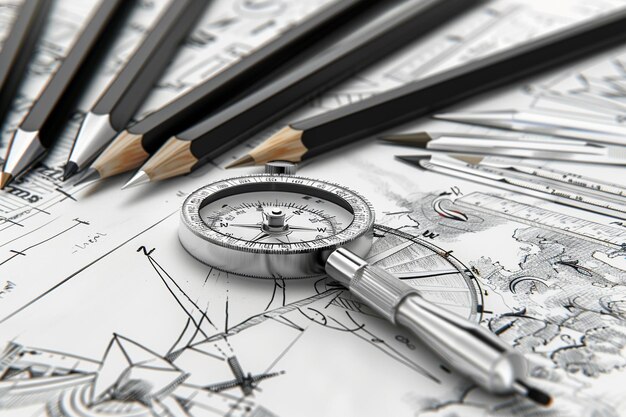 Photo a watch with a ruler and a pencil on it