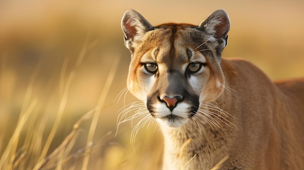 Watchful Puma Observing Its Wilderness Surroundings