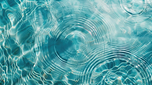 Water background Blue water texture blue mint water surface with rings and ripple Spa concept background Flat lay top view copy space copyspace place for text