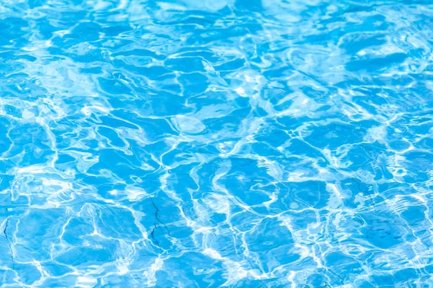 Water background, ripple and flow with waves. Summer blue swimming pool pattern. Sea, ocean surface.