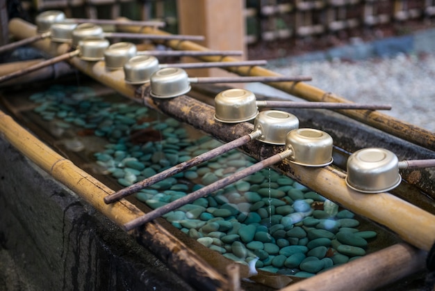 Water bamboo ladle in japanese temple