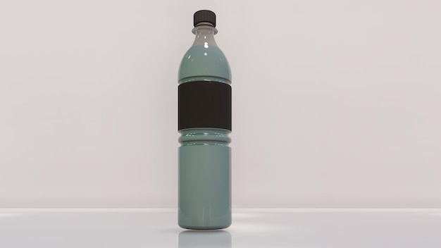 Water bottle blank label mock up 3d illustration