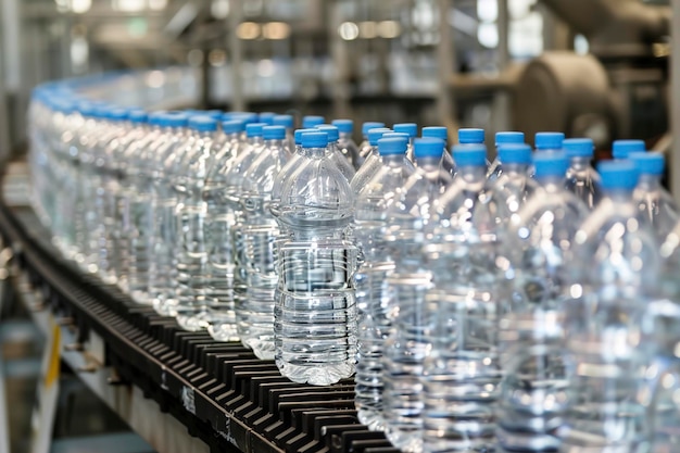 A water bottle line in production factory