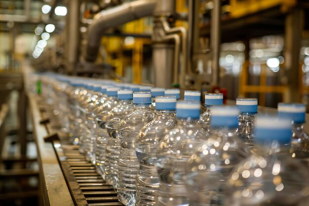 A water bottle line in production factory