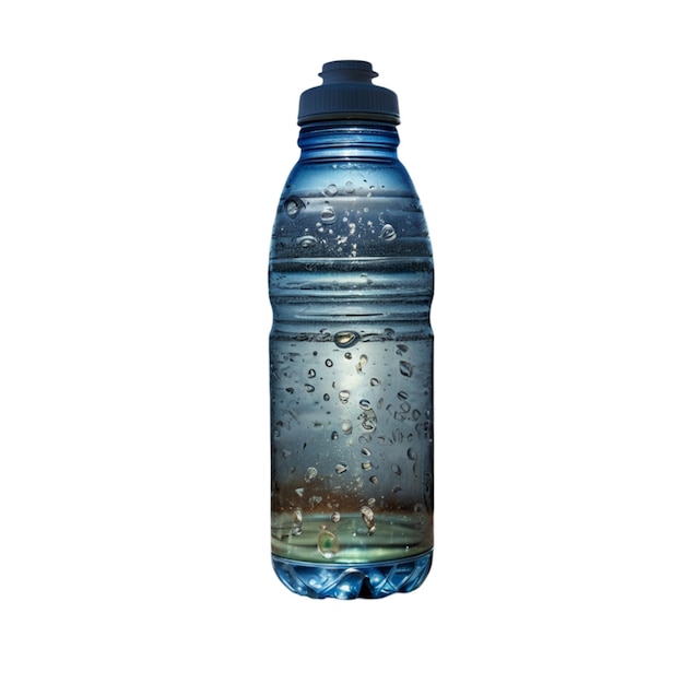 a water bottle with water drops on it