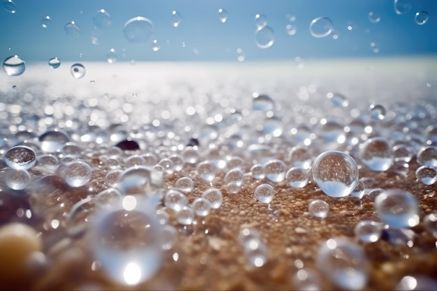 Water bubbles on the beach