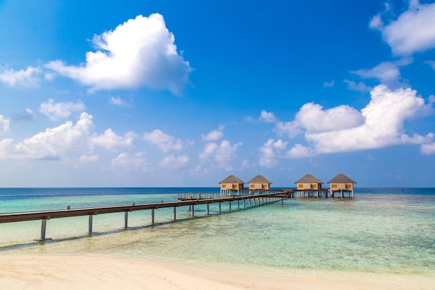 Water Bungalows at tropical island in the Maldives