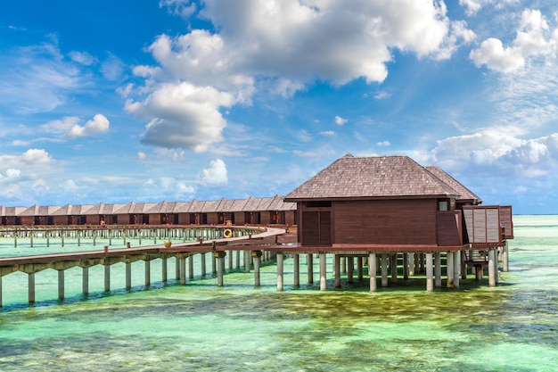 Water Bungalows at tropical island in the Maldives