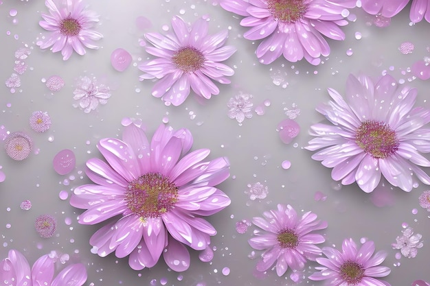 Water circles petals background realistic pink composition with shine and Sakura flowers