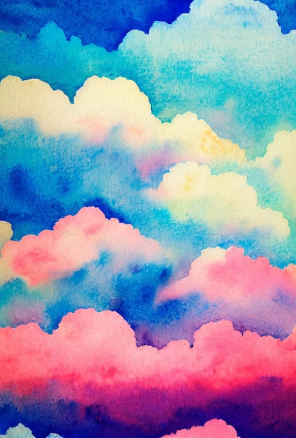 Water Color Background clouds and sky Abstract art hand paint