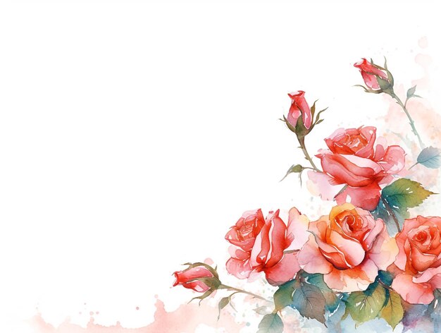 Water color flowers on white background