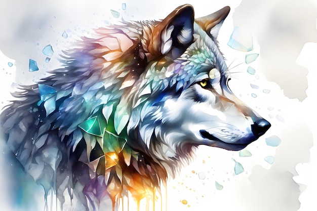 Water Colorful Wolf