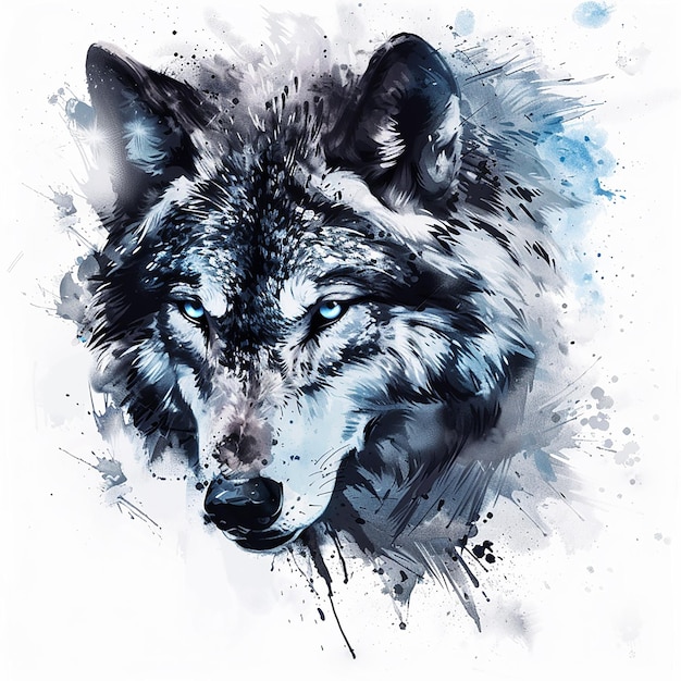 Photo water colour wolf tattoo design in shade