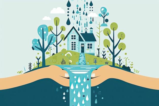 Water conservation awareness Design vectors that promote the importance of saving water