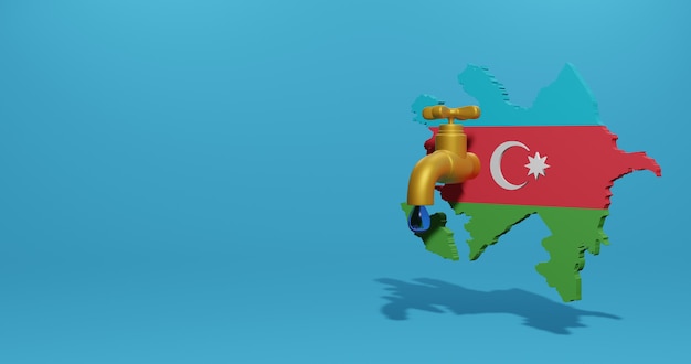 Water crisis and dry season in Azerbaijan for infographics and social media content in 3D rendering