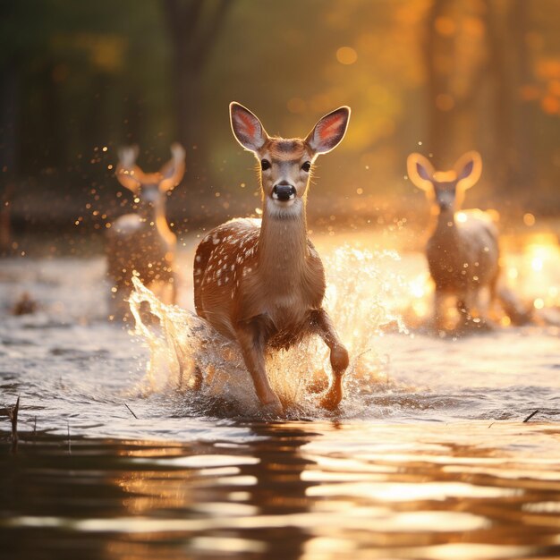 Photo water over deer running save life afternoon pictures