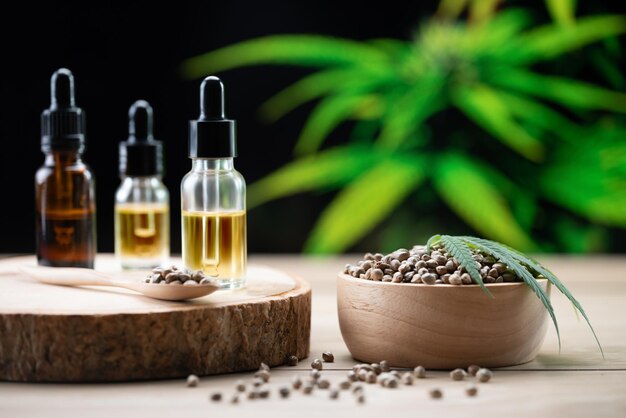 Water drop of CBD oil on tip of dropper Legalized cannabis concept for medical