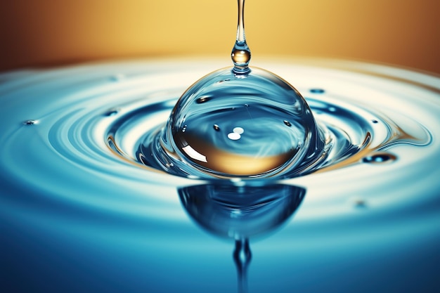 Water drop closeup on a blue background Ai Generated