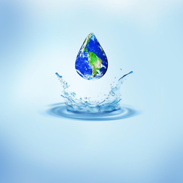 Water drop made with world map The concept for World water day Save the earth Climate change