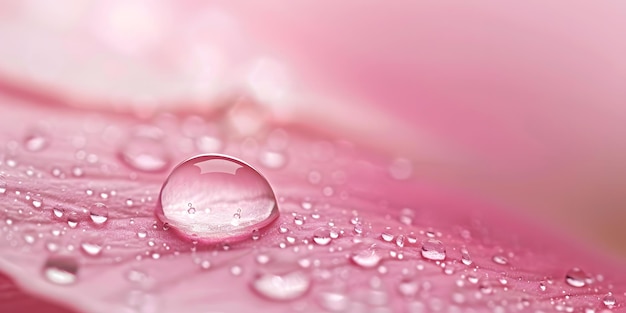 Water drop on pink petal with shallow depth of field and bokeh