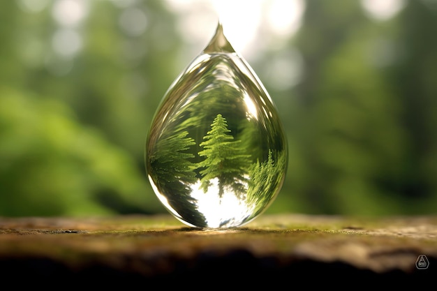 Water Drop Reflection Green Forest Environmental Importance